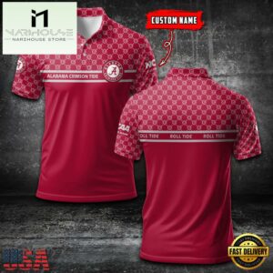 Custom NCAA Alabama Crimson Tide Team Logo Pattern Polo Shirt