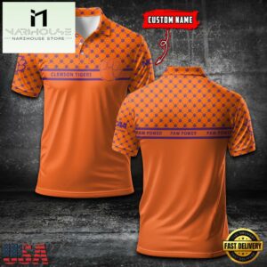 Custom NCAA Clemson Tigers Team Logo Pattern Polo Shirt