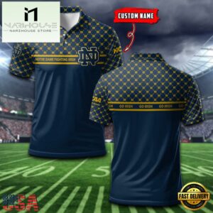 Custom NCAA Notre Dame Fighting Irish Team Logo Pattern Polo Shirt