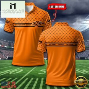 Custom NCAA Oklahoma State Cowboys Team Logo Pattern Polo Shirt