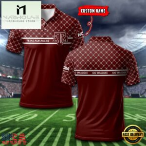Custom NCAA Texas A&ampM HUNCAAies Team Logo Pattern Polo Shirt