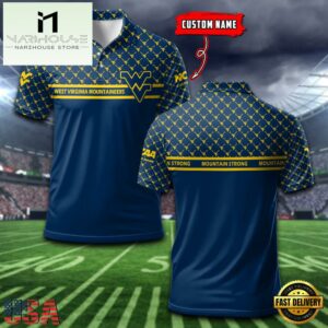 Custom NCAA West Virginia Mountaineers Team Logo Pattern Polo Shirt