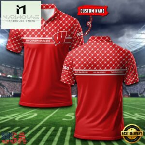 Custom NCAA Wisconsin Badgers Team Logo Pattern Polo Shirt