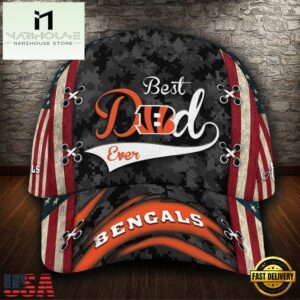 Custom NFL Cincinnati Bengals Best Dad USA Flag All Over Print 3D Baseball Cap