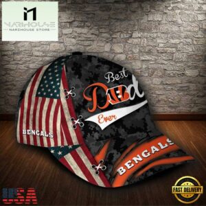 Custom NFL Cincinnati Bengals Best Dad USA Flag All Over Print 3D Baseball Cap