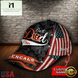 Custom Name NFL Cincinnati Bengals Best Dad USA Flag Baseball Cap 6 Custom NFL Cincinnati Bengals Best Dad USA Flag All Over Print 3D Baseball Cap