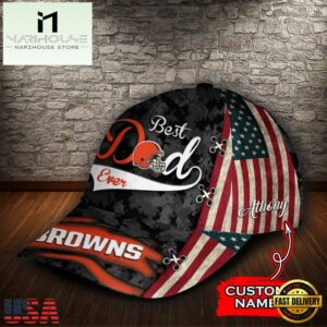 Custom NFL Cleveland Browns Best Dad USA Flag All Over Print 3D Classic Cap
