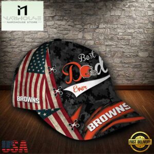 Custom NFL Cleveland Browns Best Dad USA Flag All Over Print 3D Classic Cap