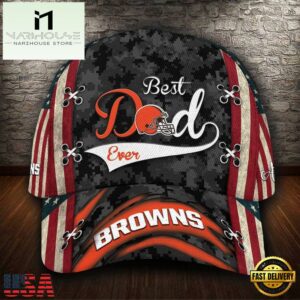 Custom NFL Cleveland Browns Best Dad USA Flag All Over Print 3D Classic Cap
