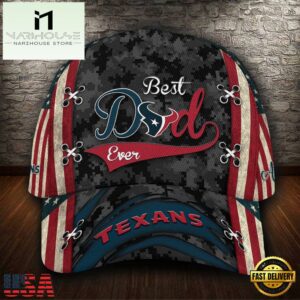 Custom NFL Houston Texans Best Dad USA Flag All Over Print 3D Baseball Cap