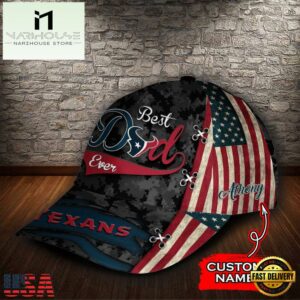 Custom NFL Houston Texans Best Dad USA Flag All Over Print 3D Baseball Cap