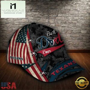 Custom NFL Houston Texans Best Dad USA Flag All Over Print 3D Baseball Cap