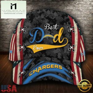 Custom NFL Los Angeles Chargers Best Dad USA Flag All Over Print 3D Baseball Cap
