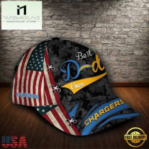 Custom NFL Los Angeles Chargers Best Dad USA Flag All Over Print 3D Baseball Cap