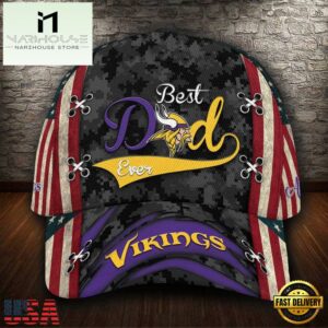 Custom NFL Minnesota Vikings Best Dad USA Flag All Over Print 3D Baseball Cap