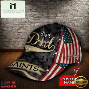 Custom NFL New Orleans Saints Best Dad USA Flag All Over Print 3D Baseball Cap