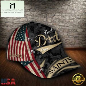 Custom NFL New Orleans Saints Best Dad USA Flag All Over Print 3D Baseball Cap