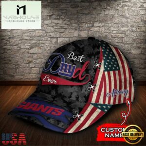 Custom NFL New York Giants Best Dad USA Flag All Over Print 3D Classic Cap