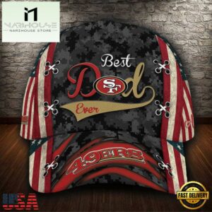 Custom NFL San Francisco 49Ers Best Dad USA Flag All Over Print 3D Baseball Cap