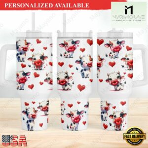 Cute Cow Smooch Valentines 40 oz tumbler - 40oz Tumbler with Handle