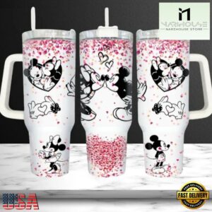 Cute Mouse Characters Valentine Stainless Steel Tumbler With Handle