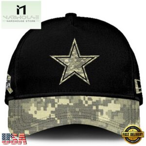 Dallas Cowboys 2024 Salute to Service Club Black Camo Cap Gift For Veteran