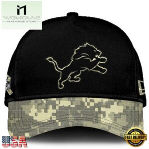 Detroit Lions 2024 Salute to Service Club Black Camo Cap Gift For Veteran
