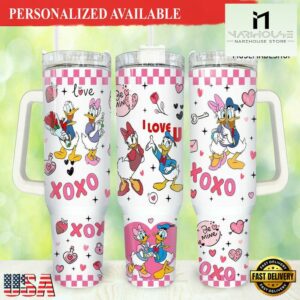 Disney Donal Duck Valentines Cartoon 40oz Tumbler with Handle - 40oz Tumbler with Handle