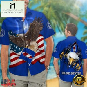 Duke Blue Devils Eagle US Flag Hawaiian Shirt