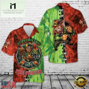 Firefighter Saint Patrick'S Day Leprechaun Hawaiian Shirt