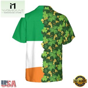 Gold Coins Shamrock Saint Patrick'S Day Irish Ireland Flag Hawaiian Shirt