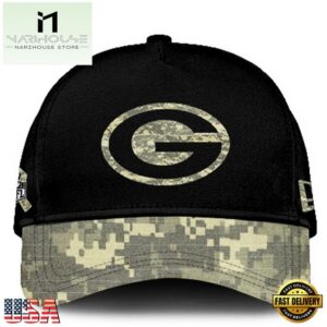 Green Bay Packers 2024 Salute to Service Club Black Camo Cap Gift For Veteran