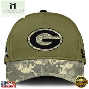Green Bay Packers 2024 Salute to Service Club Green Camo Cap Gift For Veteran