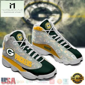 Green Bay Packers NFL Team Green Yellow Air Jordan 13 Shoes - Gift For Fans