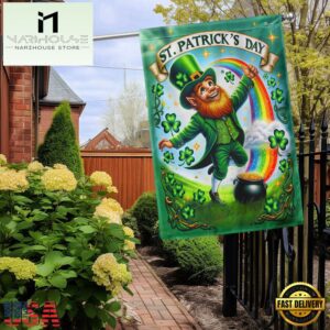 Happy Saint Patrick's Day Leprechaun House And Garden Flag