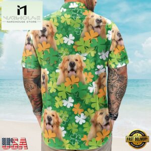 Happy St Patrick Day Together With Dog Custom Photo Hawaiian Shirts