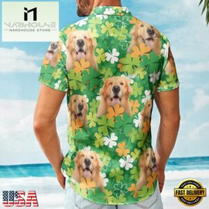 Happy St Patrick Day Together With Dog Custom Photo Hawaiian Shirts