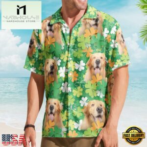 Happy St Patrick Day Together With Dog Custom Photo Hawaiian Shirts