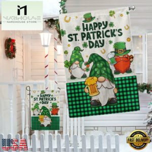 Happy St. Patrick's Day Gnome Fla House And Garden Flag