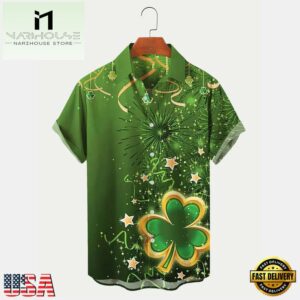 Holiday St. Patrick'S Mens Bowling Shirts Shamrock Art Hawaiian Shirts