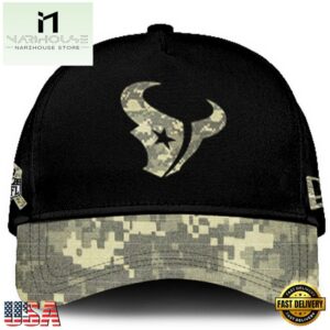 Houston Texans 2024 Salute to Service Club Black Camo Cap Gift For Veteran