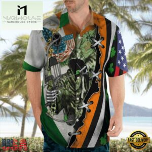 Hunting Hunter Skull And American Flag Saint Patrick'S Day Aop Hawaii Shirt