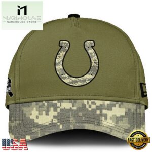 Indianapolis Colts 2024 Salute to Service Club Green Camo Cap Gift For Veteran