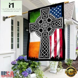 Irish American Christian Celtic Cross House And Garden Flag