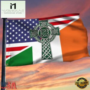 Irish American Grommet Celtic Cross Saint Patrick’s Day House And Garden Flag