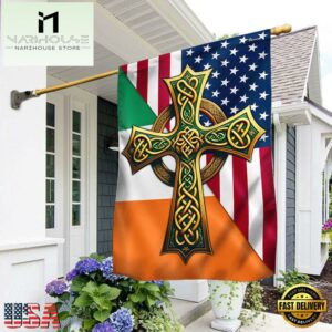 Irish Celtic Knot Cross St. Patrick’s Day Ireland American House And Garden Flag