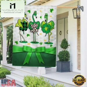 Irish Patrick's Day Funny FlamingoHouse And Garden Flag Decor