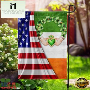 Irish St. Patrick’s Day Claddagh With Shamrock House And Garden Flag