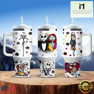 Jack And Sally Valentine Stainless Steel Tumbler With Handle