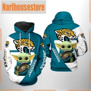 Jacksonville Jaguars NFL Baby Yoda Team 3D Printed Hoodie Zipper Hoodie